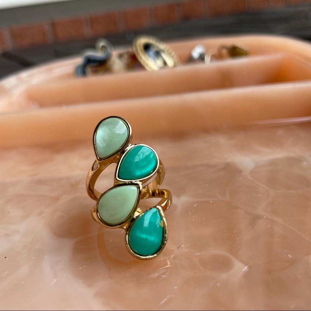 Turquoise aqua 4 stone ring